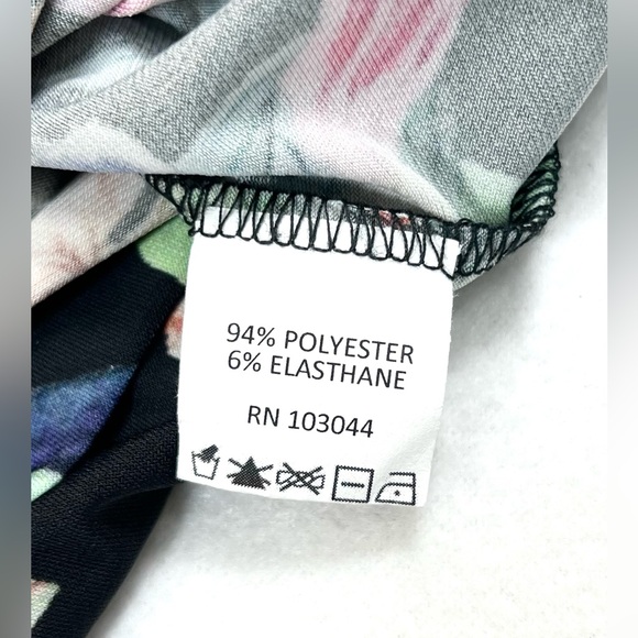 PETIT POIS Women’s 3/4 Sleeve V Neck Top M Mixed‎ Floral Artsy Boho Tropical - Picture 11 of 14